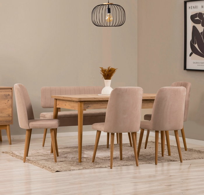 Hanah Home Vina - Juego de mesa y sillas extensible, Pino Atlántico y Piedra Hanah Home Vina - Juego de mesa y sillas extensible, Pino Atlántico y Piedra